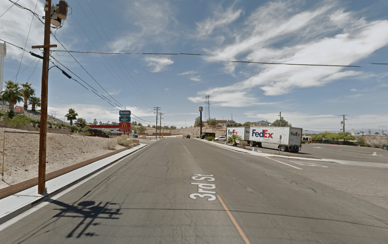 The 1100 block of Third Street in Needles, where a van was stolen from a Rodeway Inn, is seen in a Google Maps Street View image from June 2016.