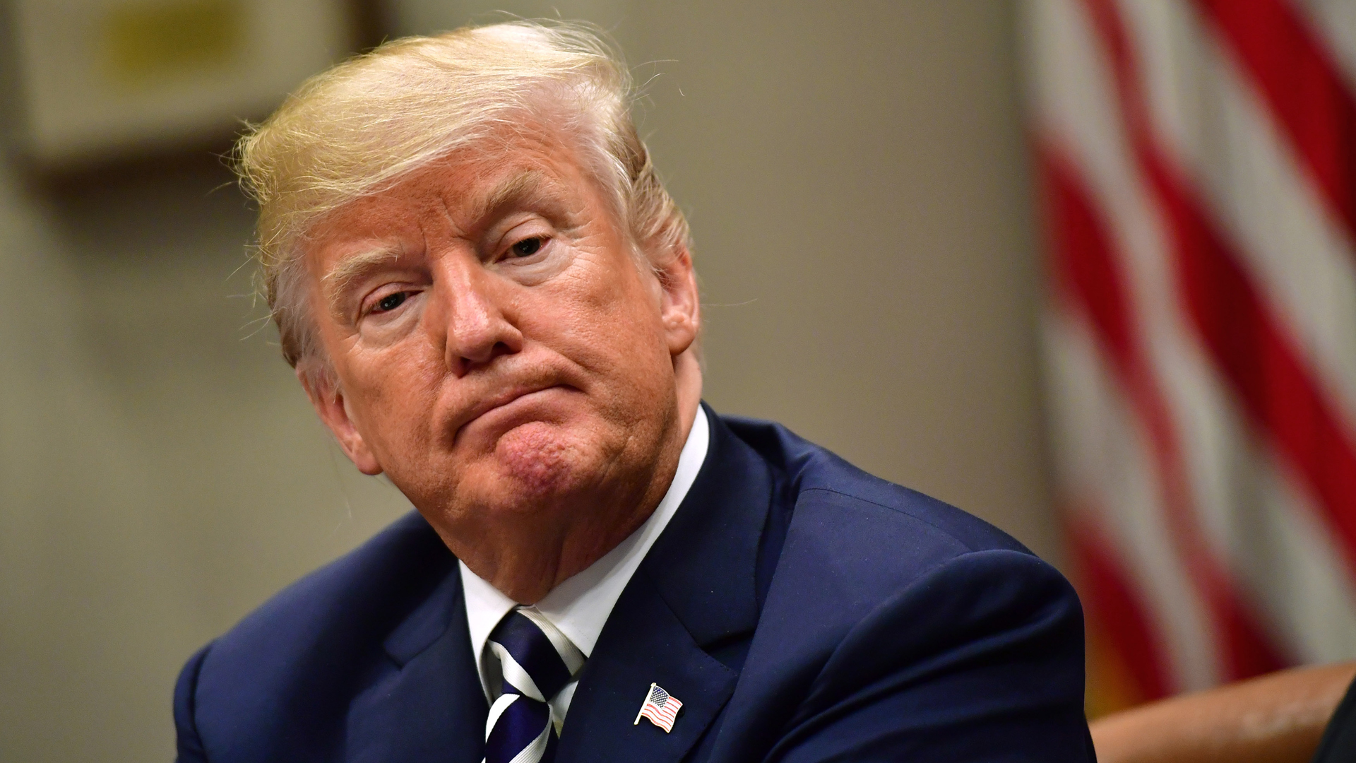 President Donald Trump holds a law enforcement roundtable on sanctuary cities, in the Roosevelt Room at the White House on March 20, 2018. (Credit: Kevin Dietsch-Pool/Getty Images)