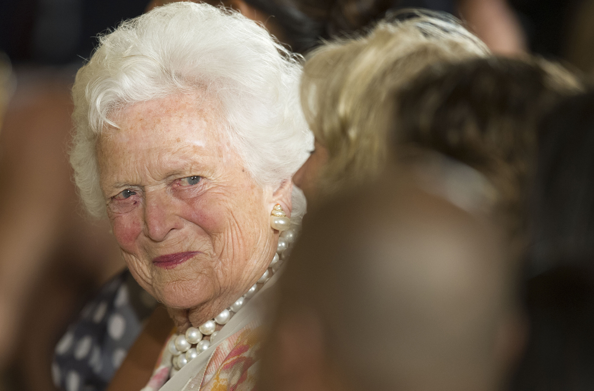 Former first lady Barbara Bush attends a White House ceremony to recognize the Points of Light volunteer program in Washington, D.C., July 15, 2013. (Credit: JIM WATSON/AFP/Getty Images)