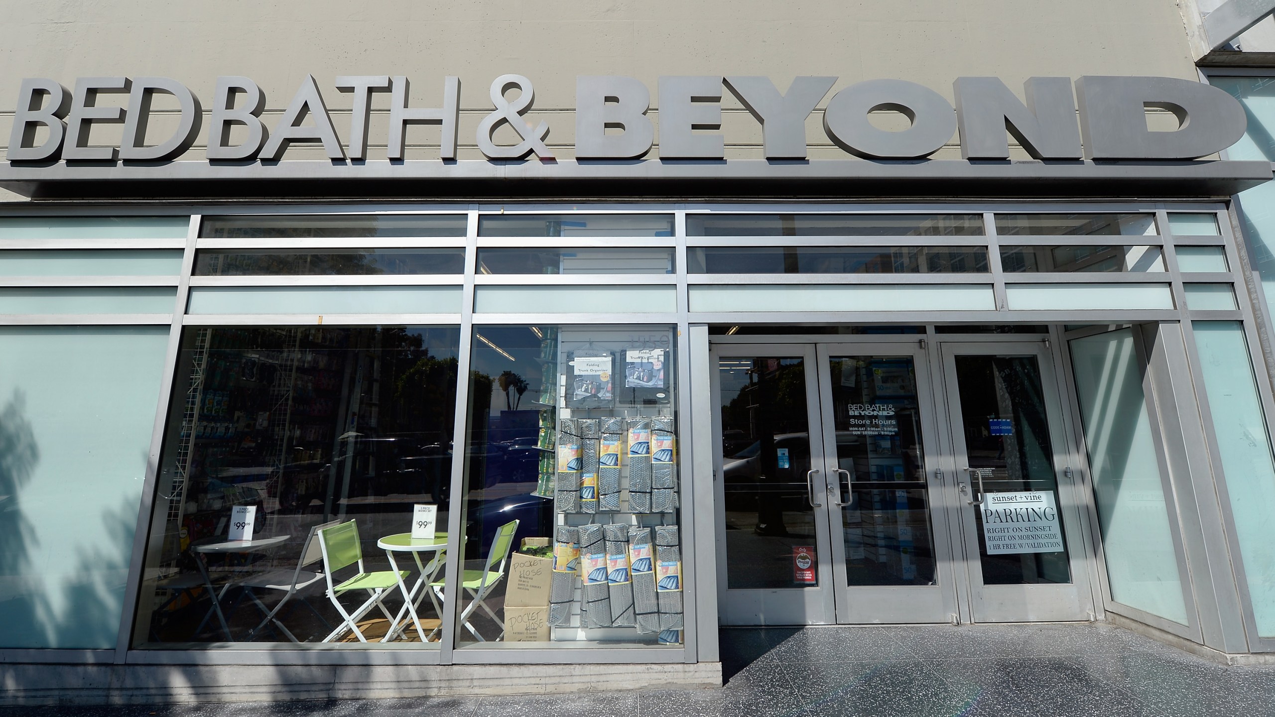 A sign at a Bed Bath & Beyond store is seen on April 10, 2013 in Los Angeles, California. (Kevork Djansezian/Getty Images)