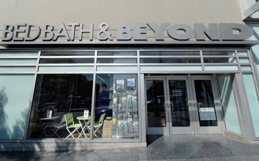 A sign at a Bed Bath & Beyond store is seen on April 10, 2013 in Los Angeles, California. (Kevork Djansezian/Getty Images)