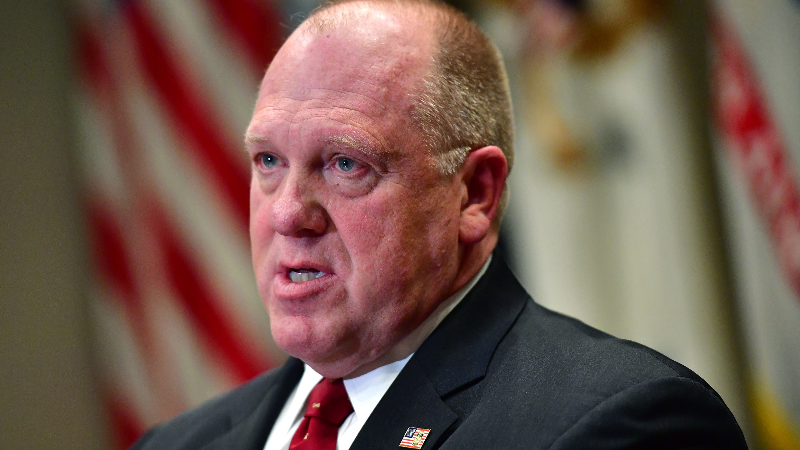 Thomas Homan delivers remarks during a law enforcement roundtable on sanctuary cities held by President Donald Trump the White House on March 20, 2018 in Washington, D.C. (Credit: Kevin Dietsch-Pool/Getty Images)