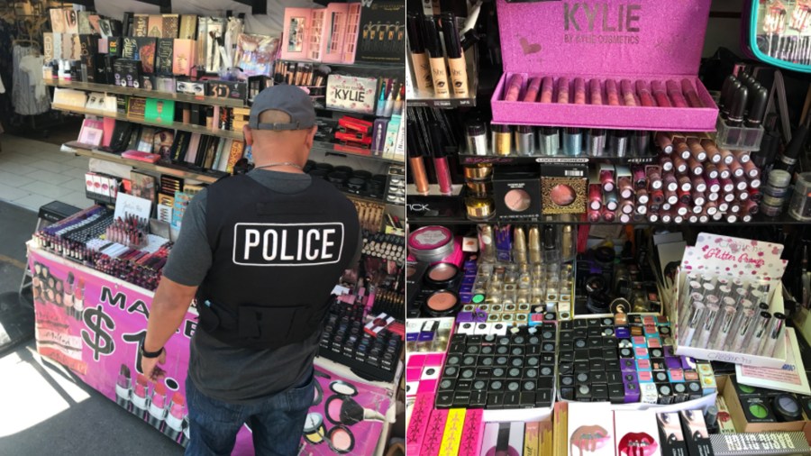 LAPD officials released these photos of counterfeit makeup seized during a raid in the Fashion District on April 12, 2018.