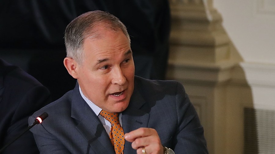 EPA Administrator Scott Pruitt attends a meeting with President Donald Trump to unveil his administration's long-awaited infrastructure plan in the State Dining Room at the White House Feb. 12, 2018. (Credit: Chip Somodevilla/Getty Images)