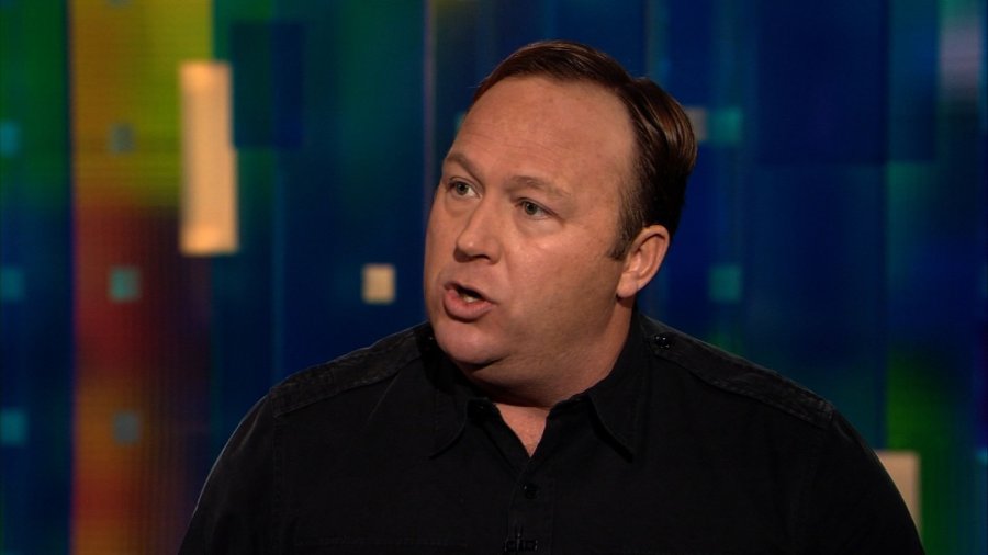 Alex Jones is seen speaking during a televised appearance on Jan. 8, 2013. (Credit: CNN)