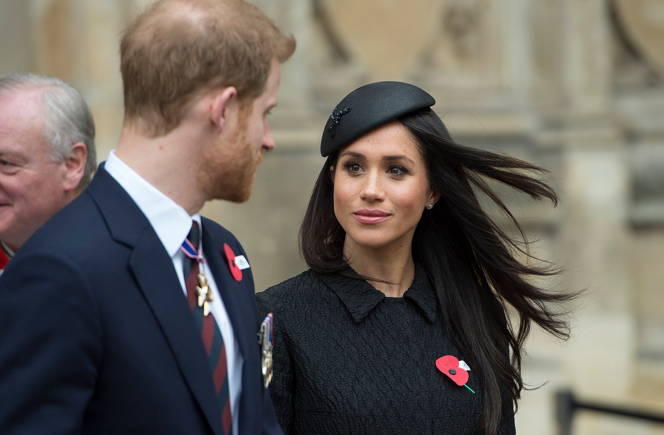 Meghan Markle and Prince Harry attend an Anzac Day service at Westminster Abbey on April 25, 2018 in London, England. (Credit: Eddie Mulholland - WPA Pool/Getty Images)