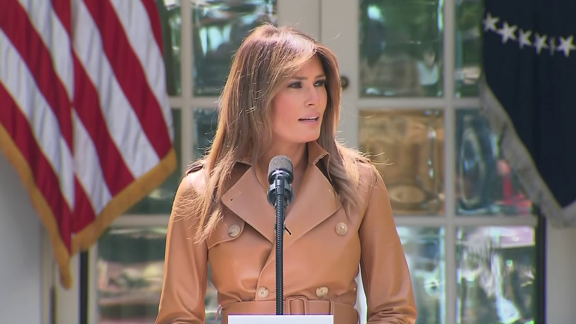 Melania Trump speaks at the White House as the first lady formally unveiled her platform on May 7, 2018. (Credit: Pool)