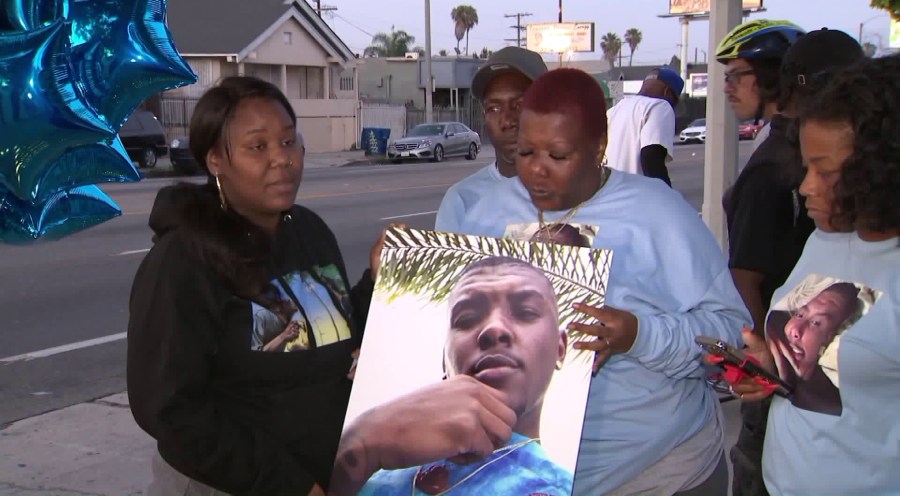 Friends and Family of Frederick Frazier gathered for a vigil on June 28, 2018 about two months after he was killed in a hit-and-run crash. (Credit: KTLA)