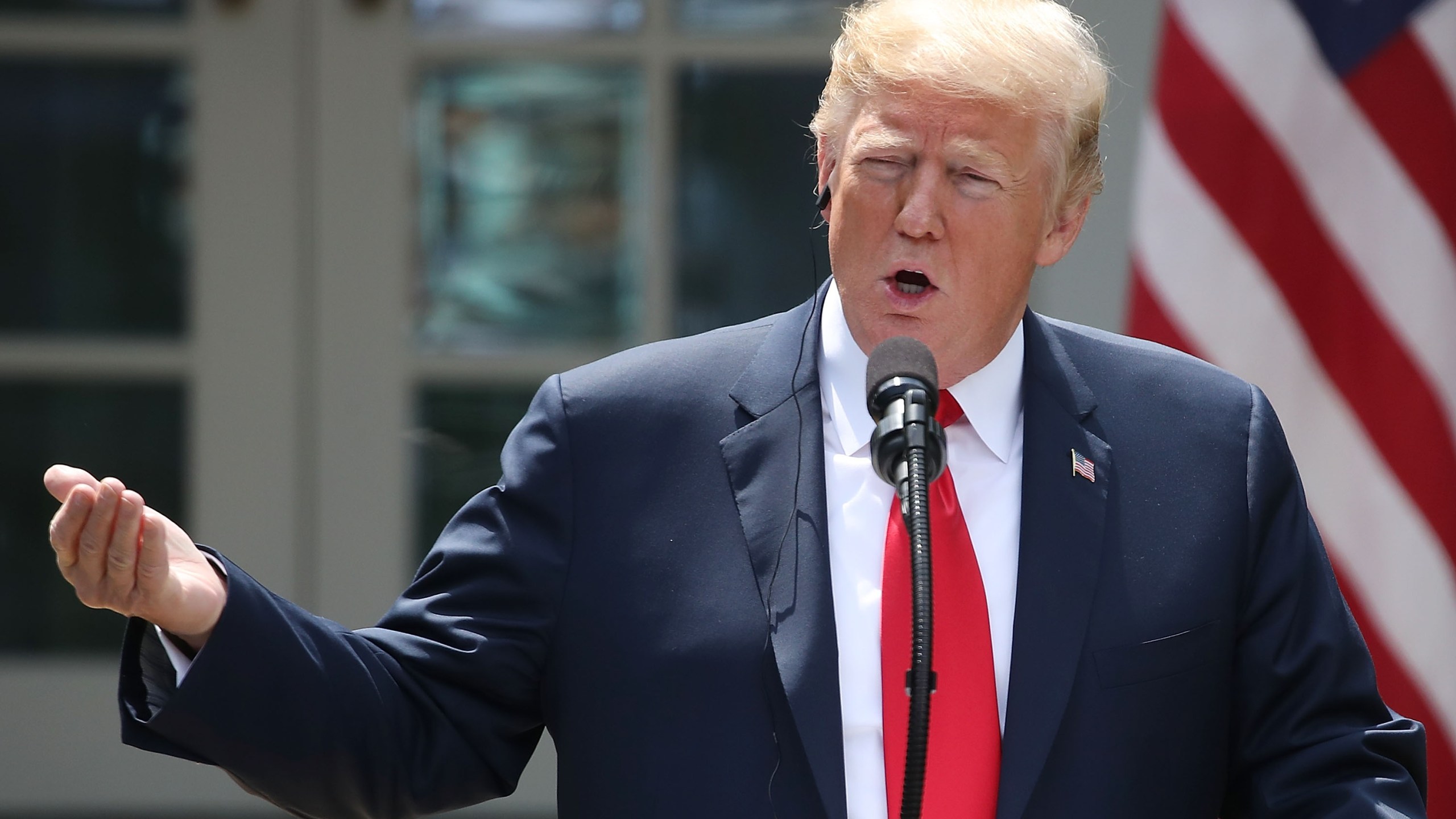 Donald Trump speaks during a news conference with Japanese Prime Minister Shinzo Abe in the Rose Garden at the White House on June 7, 2018. (Credit: Mark Wilson/Getty Images)