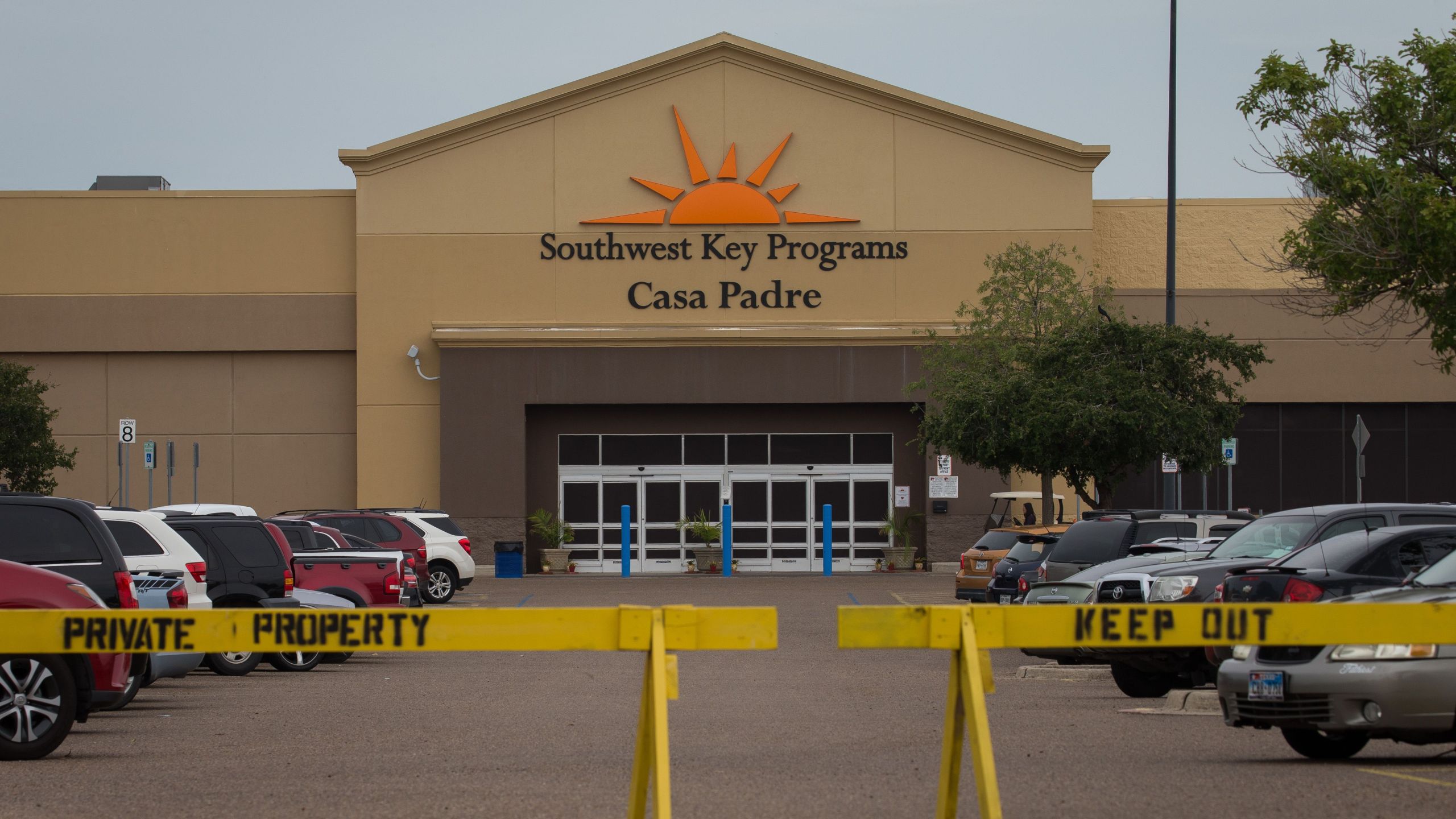 A former Walmart Supercenter now being used as a migrant children's shelter is pictured on June 18, 2018, in Brownsville, Texas. (Credit: Loren Elliott/AFP/Getty Images)