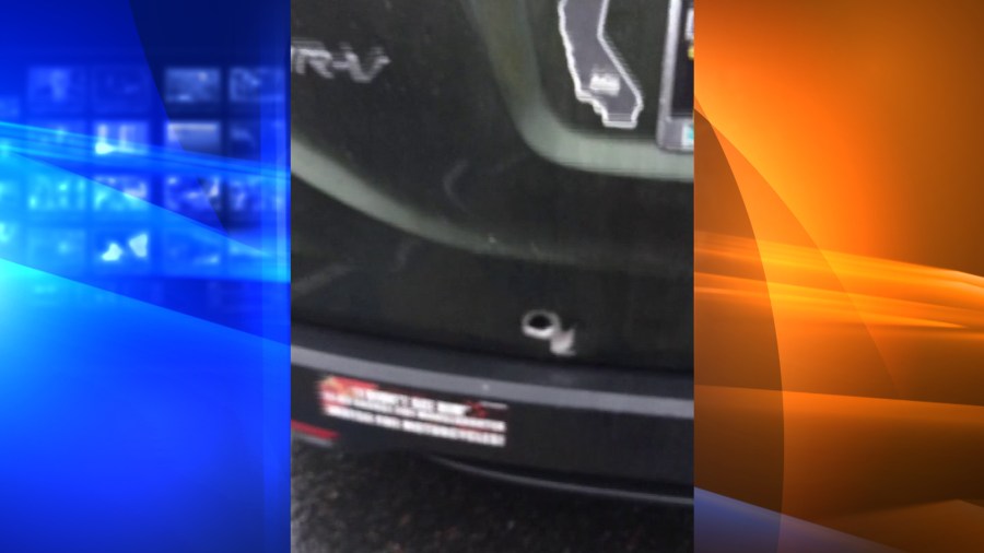 Meliss Tatangelo supplied this image showing a bullet hole in her car from gunfire at Malibu Creek State Park in January 2017.