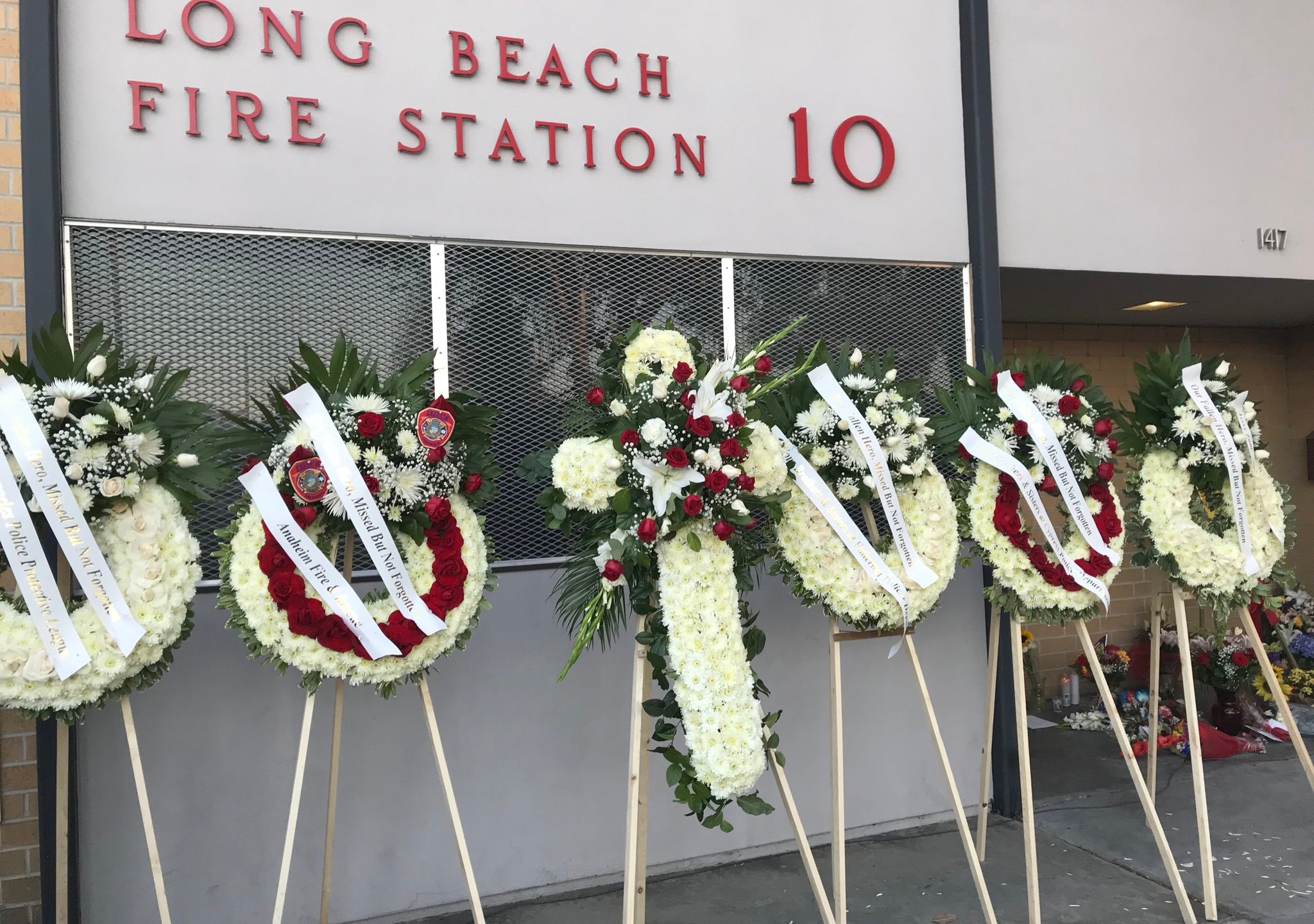 The Long Beach Fire Department tweeted this image from a vigil for Captain David Rosa on June 25, 2018.