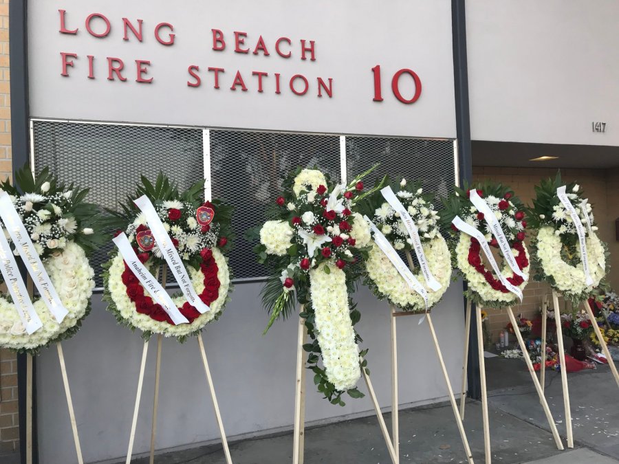 The Long Beach Fire Department tweeted this image from a vigil for Captain David Rosa on June 25, 2018.