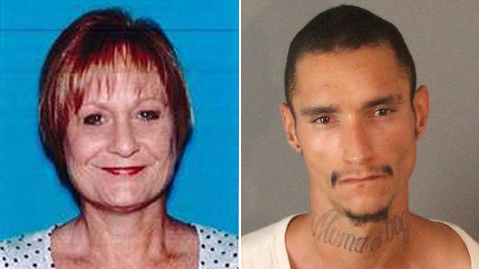 Mica Maddock, left, and Aaron Allen Aubrey, right, are seen in photos released by Riverside police.