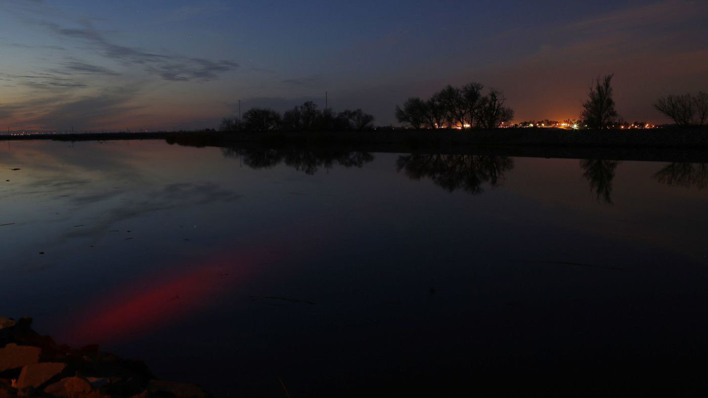 The sunset is reflected in the Middle River in the Sacramento-San Joaquin Delta in an undated photo released on June 8, 2018. (Credit: Katie Falkenberg/Los Angeles Times)