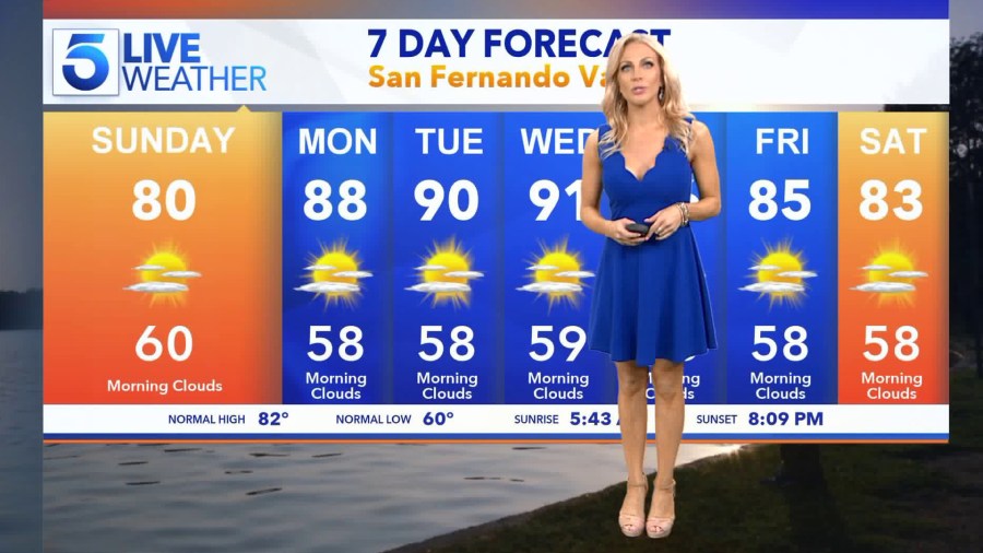 Kacey Montoya presents KTLA’s weather forecast on July 24, 2018. (Credit: KTLA)