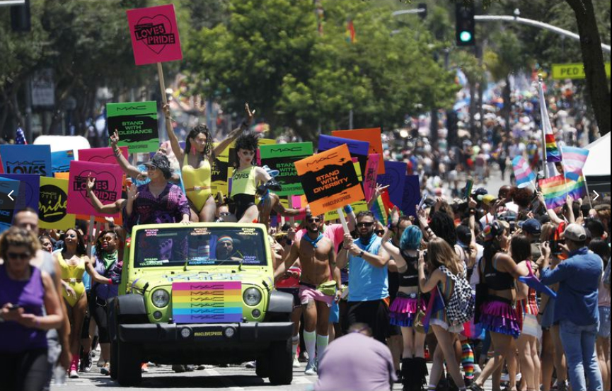 Thousands walk during the annual LA Pride Parade in West Hollywood on June 10, 2018. (Credit: Francine Orr / Los Angeles Times)