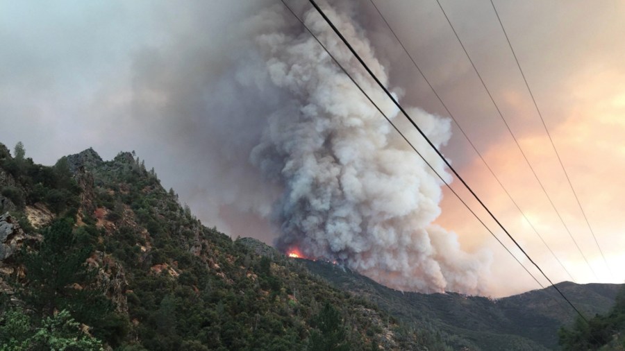 The Ferguson Fire is shown in an image tweeted by Cal Fire on July 16, 2018. (Credit: Cal Fire via Sierra National Forest)