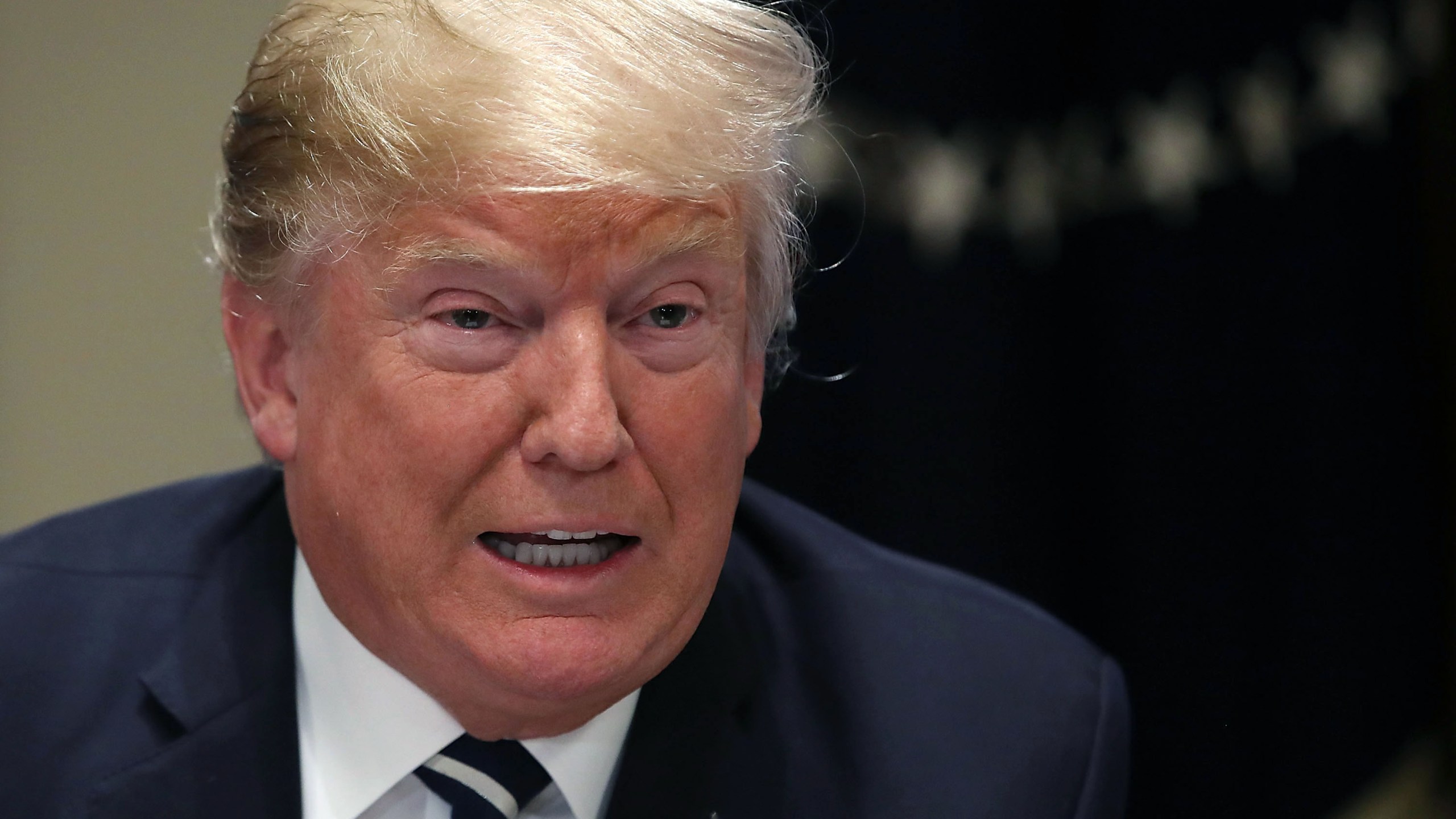 U.S. President Donald Trump talks about his meeting with Russian President Vladimir Putin, during a meeting with House Republicans in the Cabinet Room of the White House on July 17, 2018 in Washington, DC. (Credit: Mark Wilson/Getty Images)