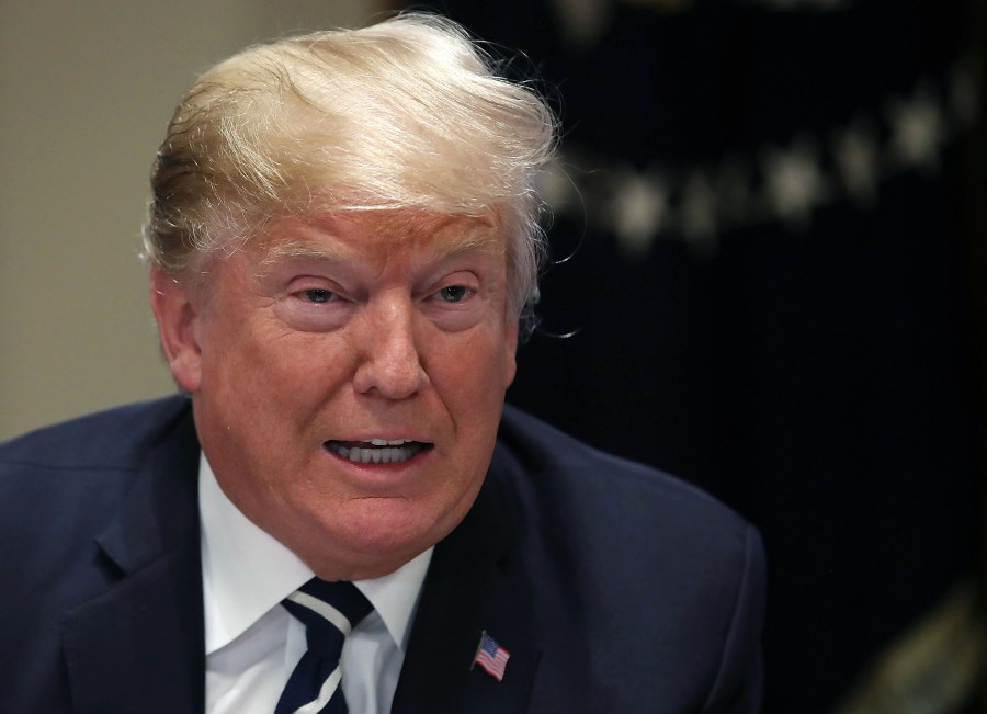 U.S. President Donald Trump talks about his meeting with Russian President Vladimir Putin, during a meeting with House Republicans in the Cabinet Room of the White House on July 17, 2018 in Washington, DC. (Credit: Mark Wilson/Getty Images)