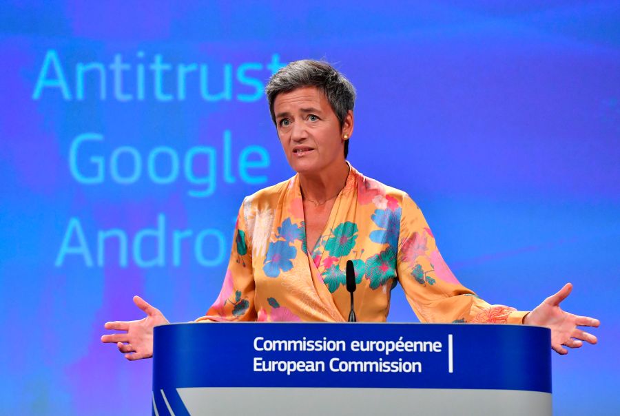 European Union Competition Commissioner Margrethe Vestager gives a joint press at the EU headquarters in Brussels on July 18, 2018. (Credit: John Thys/ AFP)