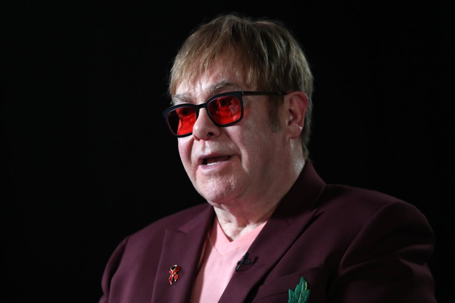 Sir Elton John speaks during a lecture on 'The Diana, Princess of Wales Lecture on HIV' at French Institute South Kensington on June 8, 2018 in London, England. (Credit: Chris Jackson/Getty Images)