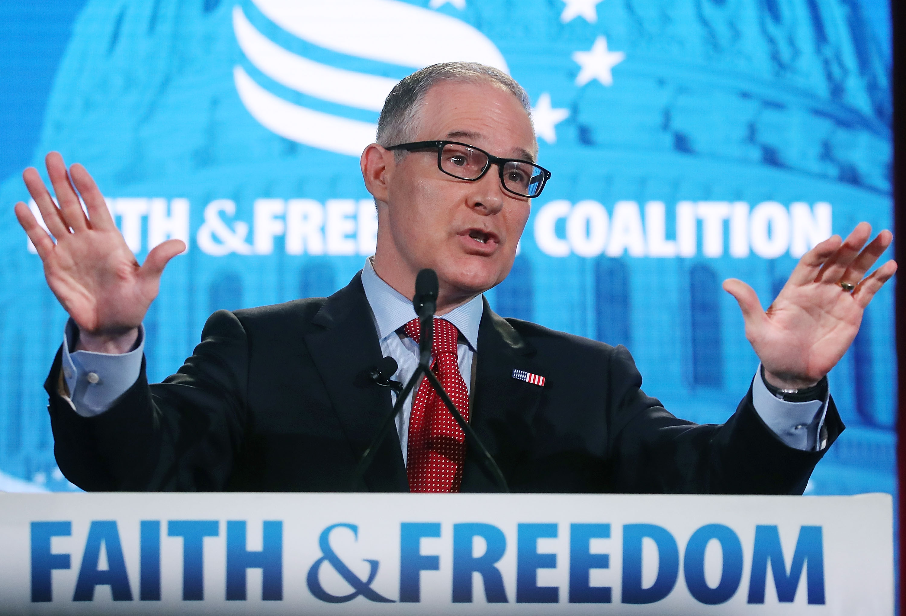 EPA Administrator Scott Pruitt speaks at the Faith and Freedom Coalition Road to Majority Policy Conference, at the Omni Shoreham Hotel, on June 8, 2018, in Washington, D.C. (Credit: Mark Wilson/Getty Images)