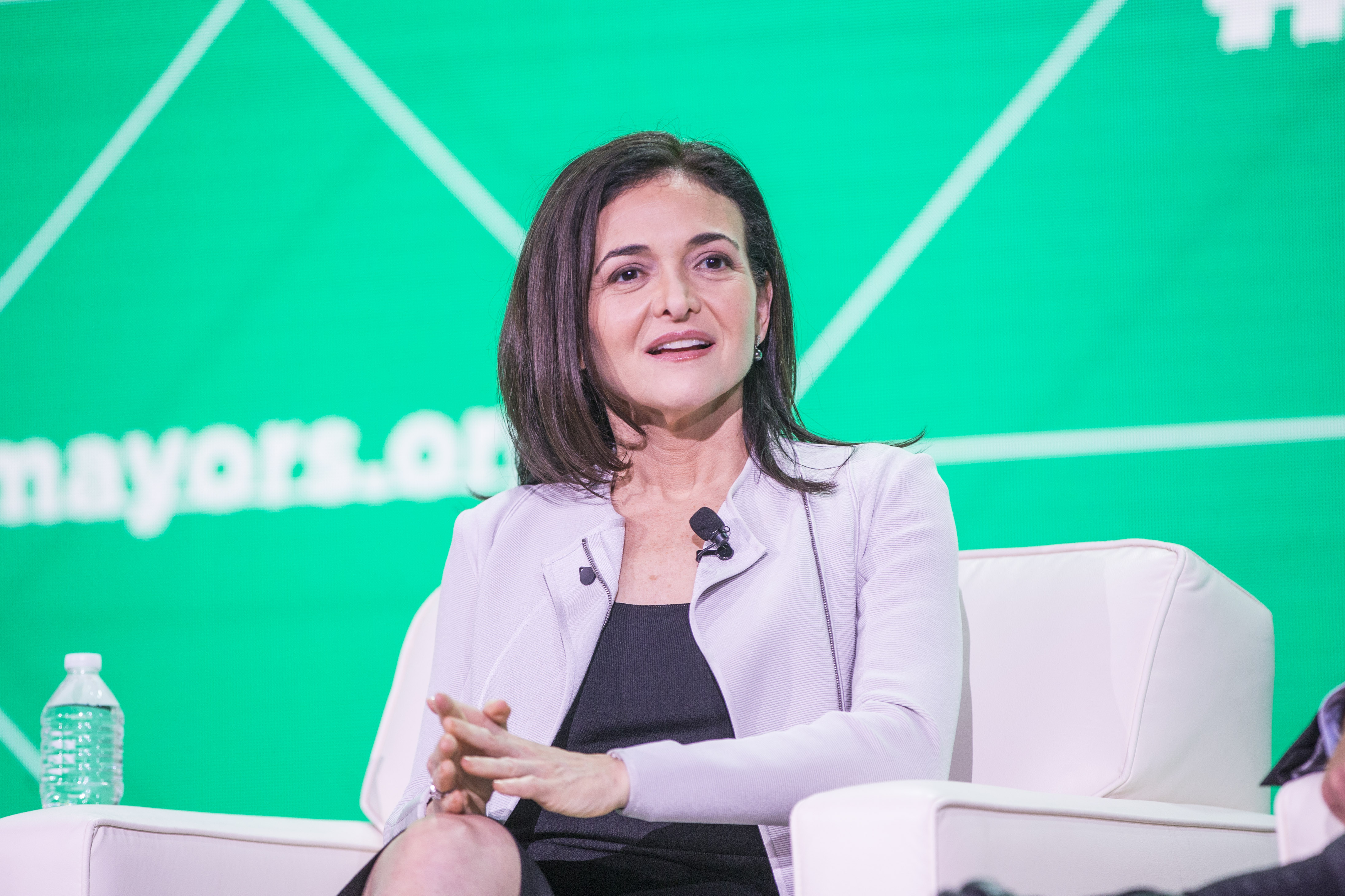 Facebook COO Sheryl Sandberg speaks at the U.S. Conference of Mayors on June 8, 2018 in Boston, Massachusetts. (Credit: Scott Eisen/Getty Images)