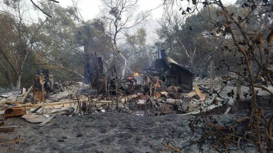 An image shows the aftermath of a fire in Goleta on July 7, 2018. (Credit: KTLA)