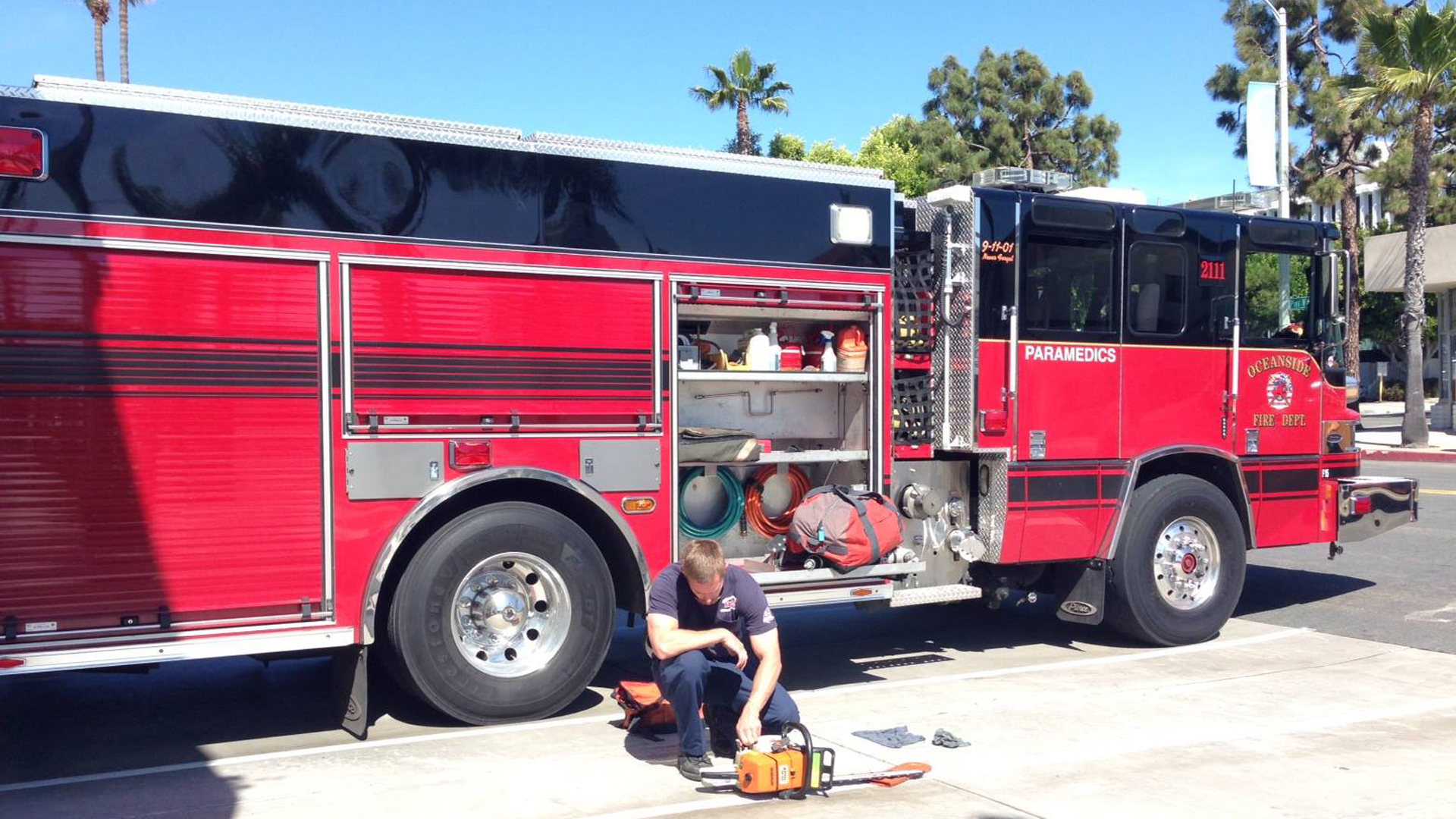 An Oceanside Fire Department truck is seen in a file photo from the department's Facebook page.