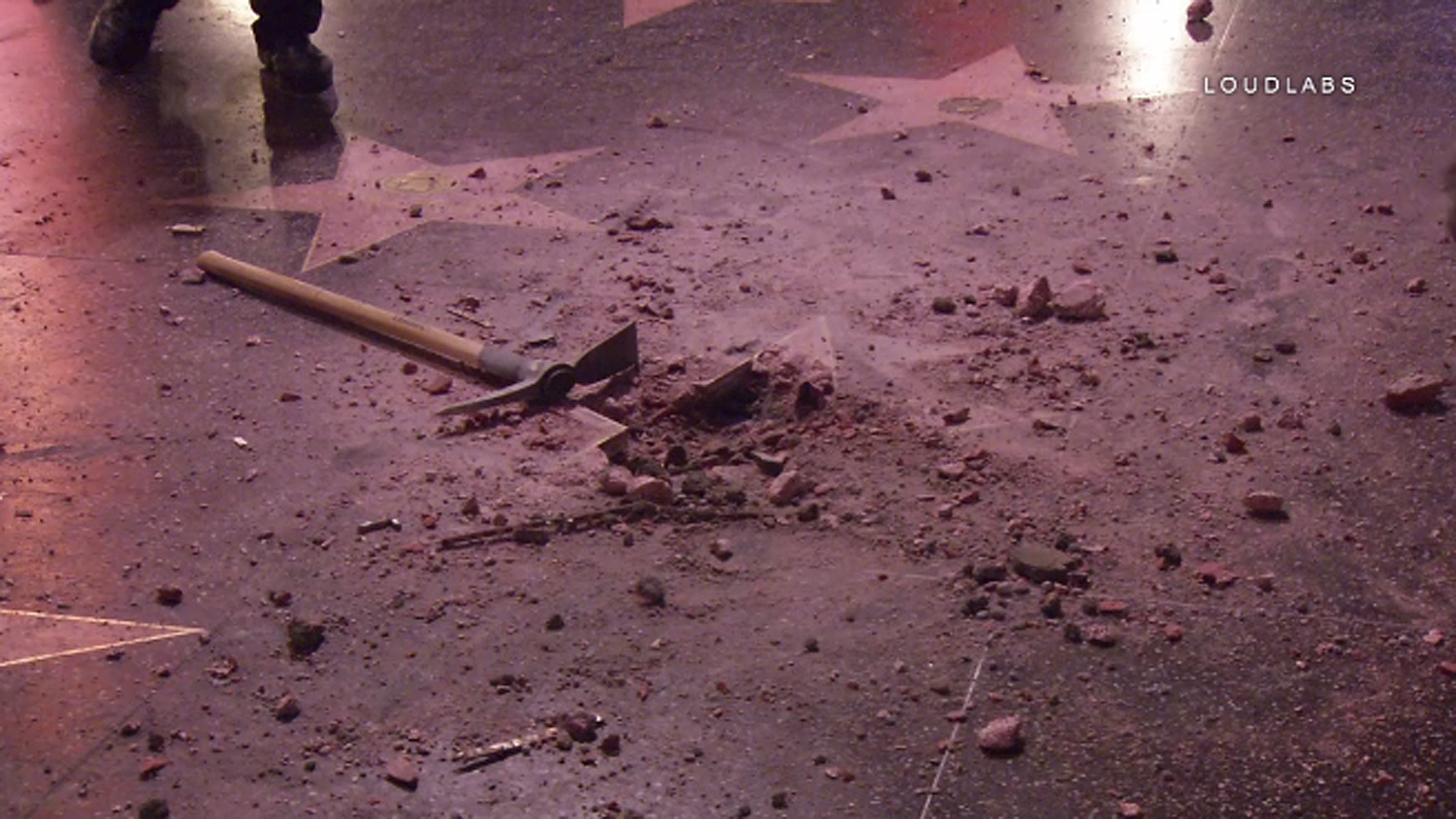 Donald Trump's vandalized star on the Hollywood Walk of Fame in seen on July 25, 2018. (Credit: Loudlabs)