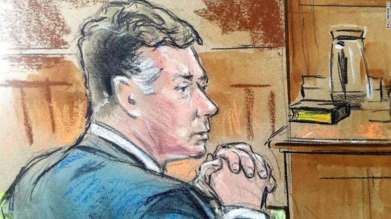 A sketch of the trial against former Trump campaign chairman Paul Manafort on Aug. 7, 2018, in federal court in Alexandria, Va. (Credit: Bill Hennessy via CNN)