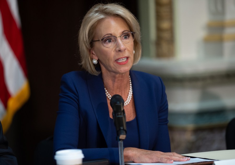 US Secretary of Education Betsy DeVos speaks during the fifth meeting of the Federal Commission on School Safety on August 16, 2018. (Credit: SAUL LOEB/AFP/Getty Images)