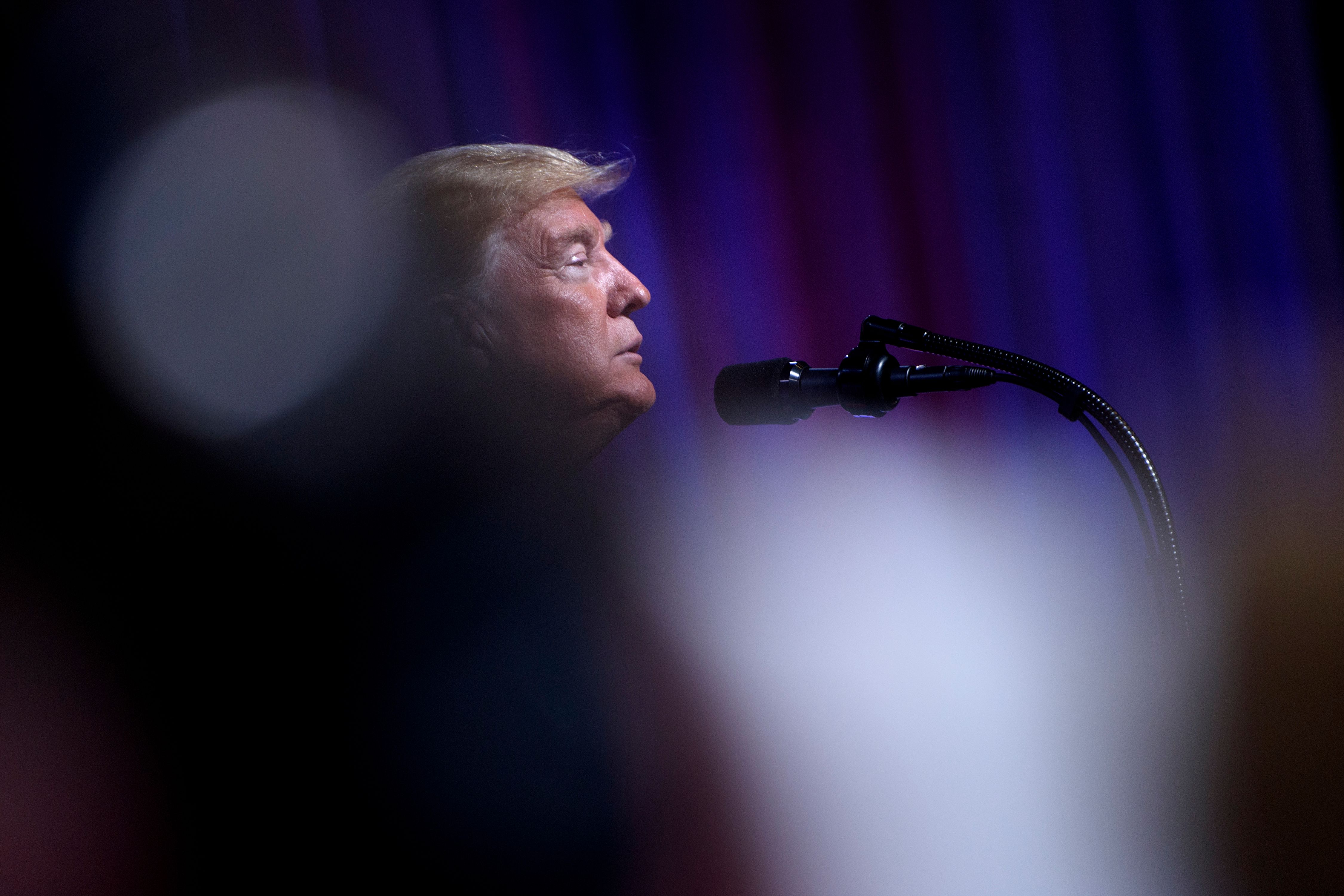 President Donald Trump speaks during the Ohio Republican Party State Dinner in Columbus on Aug. 24, 2018. (Credit: Brendan Smialowski / AFP / Getty Images)