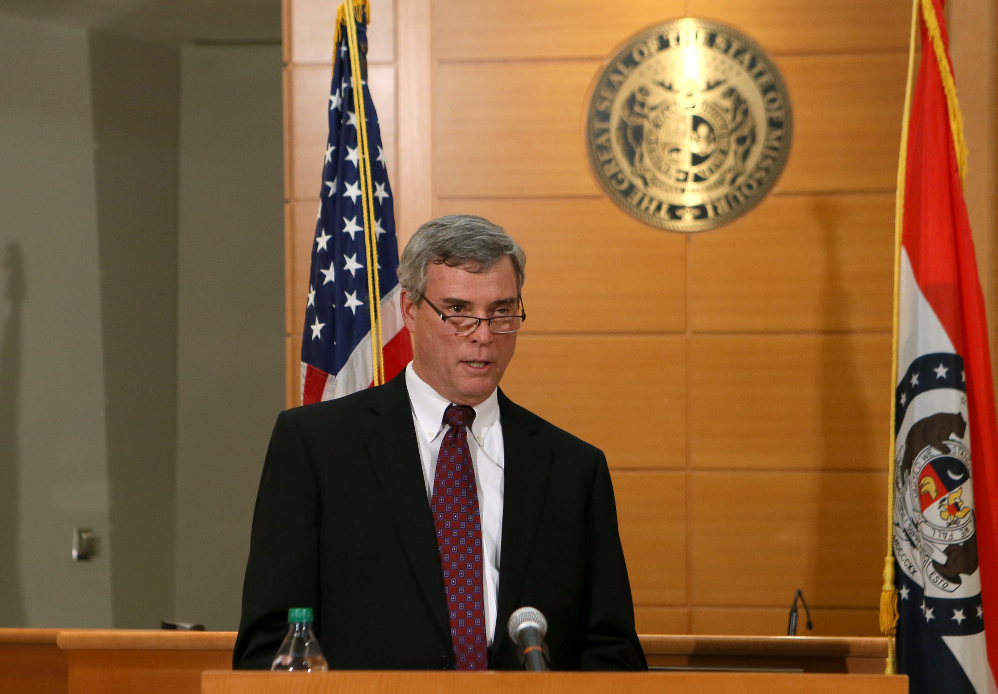 St. Louis County Prosecutor Robert McCulloch announces the grand jury's decision not to indict Ferguson police officer Darren Wilson in the shooting death of Michael Brown on Nov. 24, 2014, at the Buzz Westfall Justice Center in Clayton, Missouri. (Credit: Cristina Fletes-Boutte-Pool/Getty Images)