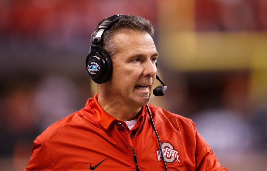 Urban Meyer of the Ohio State Buckeyes looks on as they play the Wisconsin Badgers at Lucas Oil Stadium on Dec. 2, 2017 in Indianapolis, Indiana. (Credit: Joe Robbins/Getty Images)