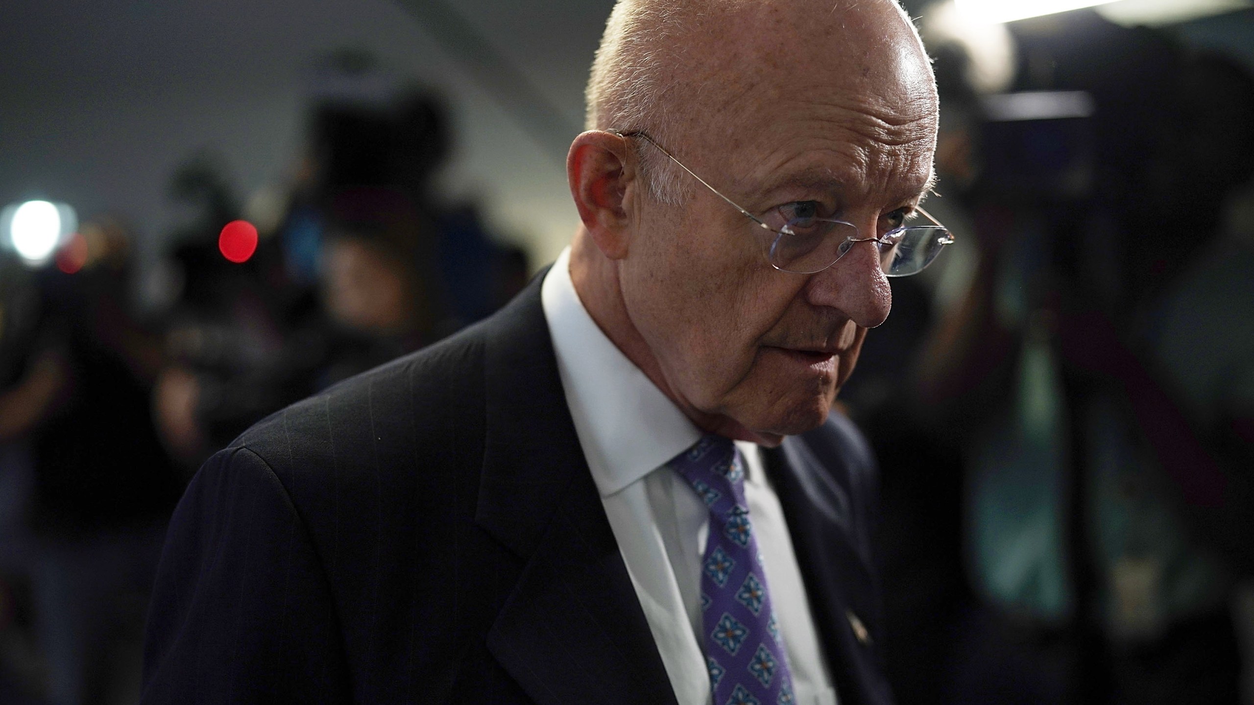 Former director of National Intelligence James Clapper arrives at a closed hearing before the Senate Intelligence Committee May 16, 2018. (Credit: Alex Wong/Getty Images)