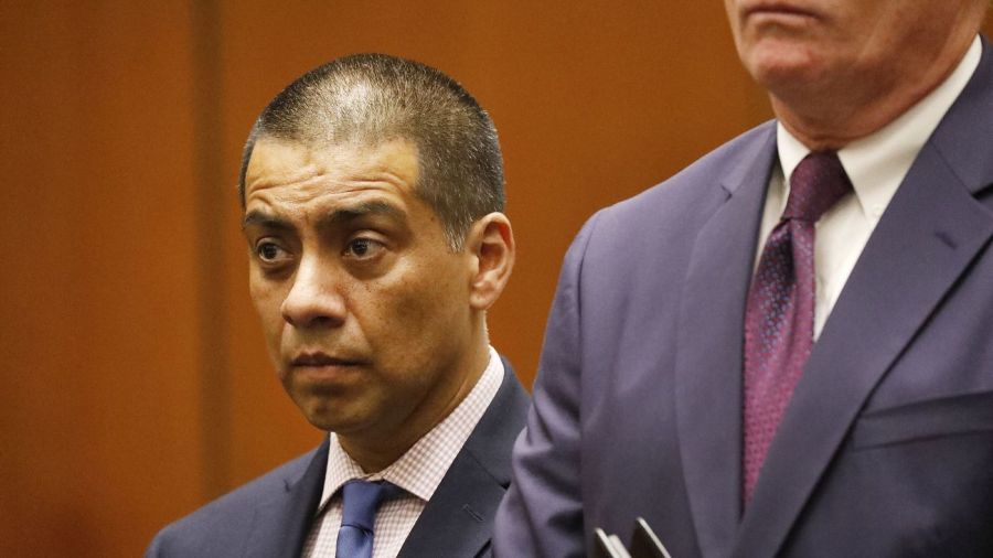 Ref Rodriguez pleads guilty to political money laundering at a court hearing on July 23, 2018, the same day he resigned from the Los Angeles school board. (Credit: Al Seib / Los Angeles Times)