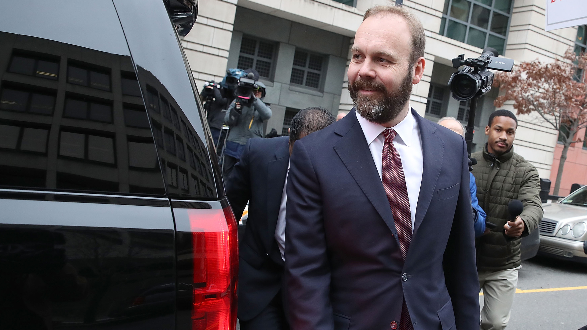 Richard Gates, former associate to Paul Manafort, leaves the Prettyman Federal Courthouse after a hearing on Feb. 23, 2018, in Washington, D.C. (Credit: Mark Wilson/Getty Images)