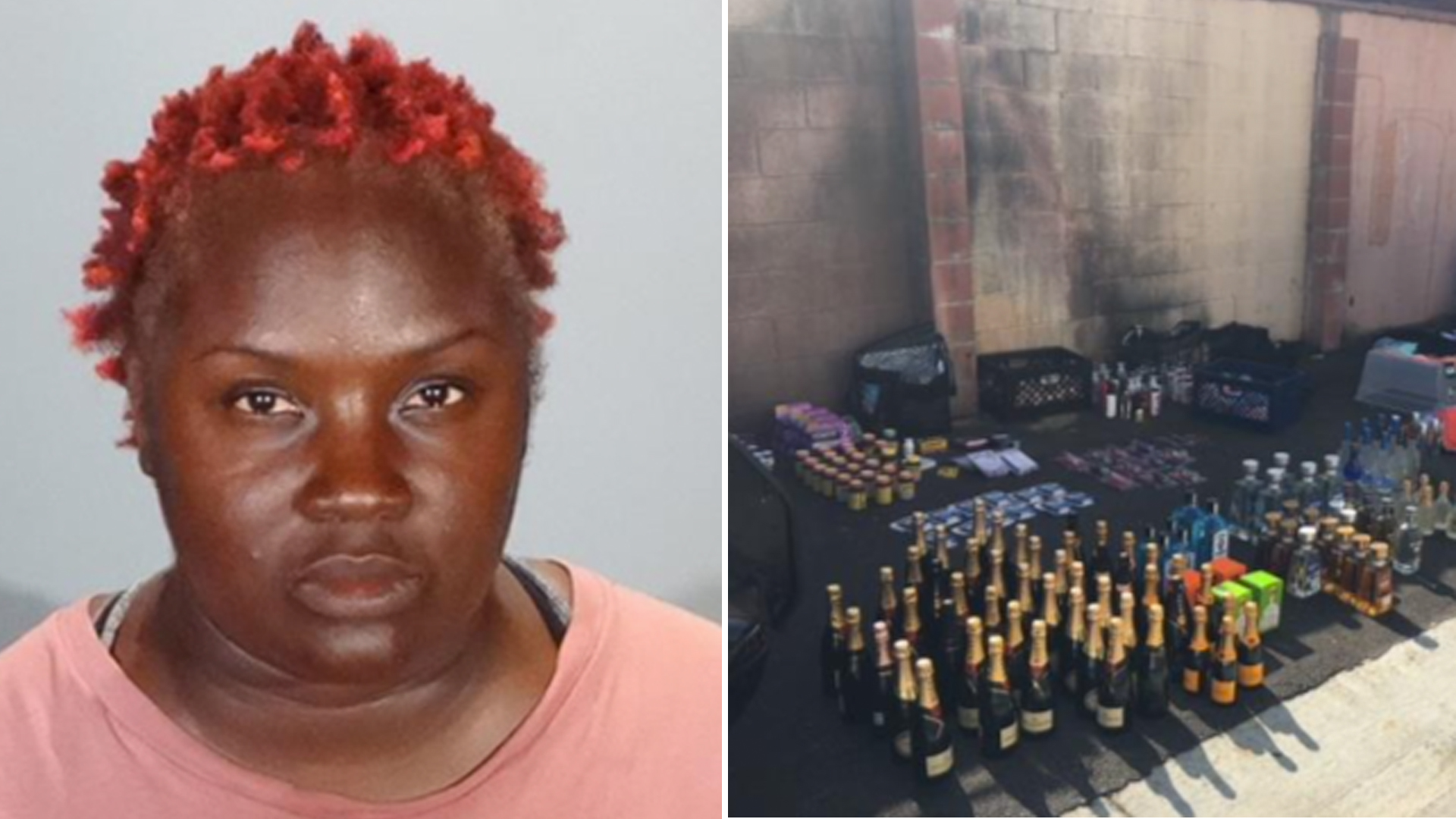 Glendale police provided this booking photo of Tiffany Mathis and an image of the items officers reported recovering in Inglewood on Aug. 15, 2018.