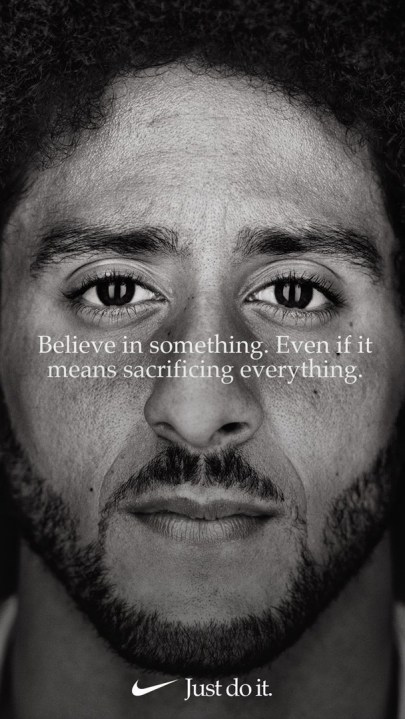 Nike selected former San Francisco 49ers quarterback Colin Kaepernick as the face of its "Just Do It" campaign, which is celebrating its 30th anniversary.