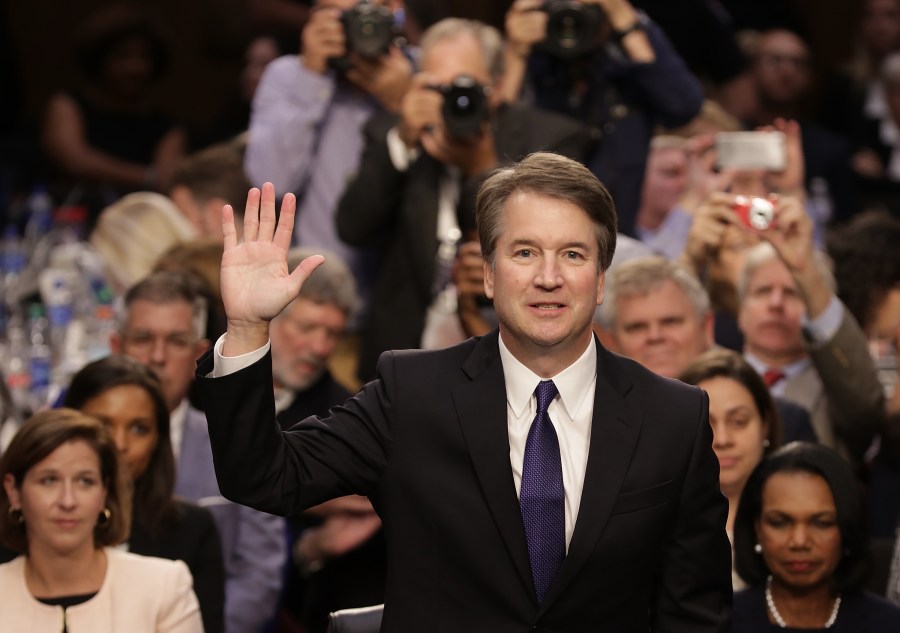 Supreme Court nominee Judge Brett Kavanaugh is sworn in before the Senate Judiciary Committee during his Supreme Court confirmation hearing in the Hart Senate Office Building on Capitol Hill on Sept. 4, 2018. (Credit: Chip Somodevilla/Getty Images)