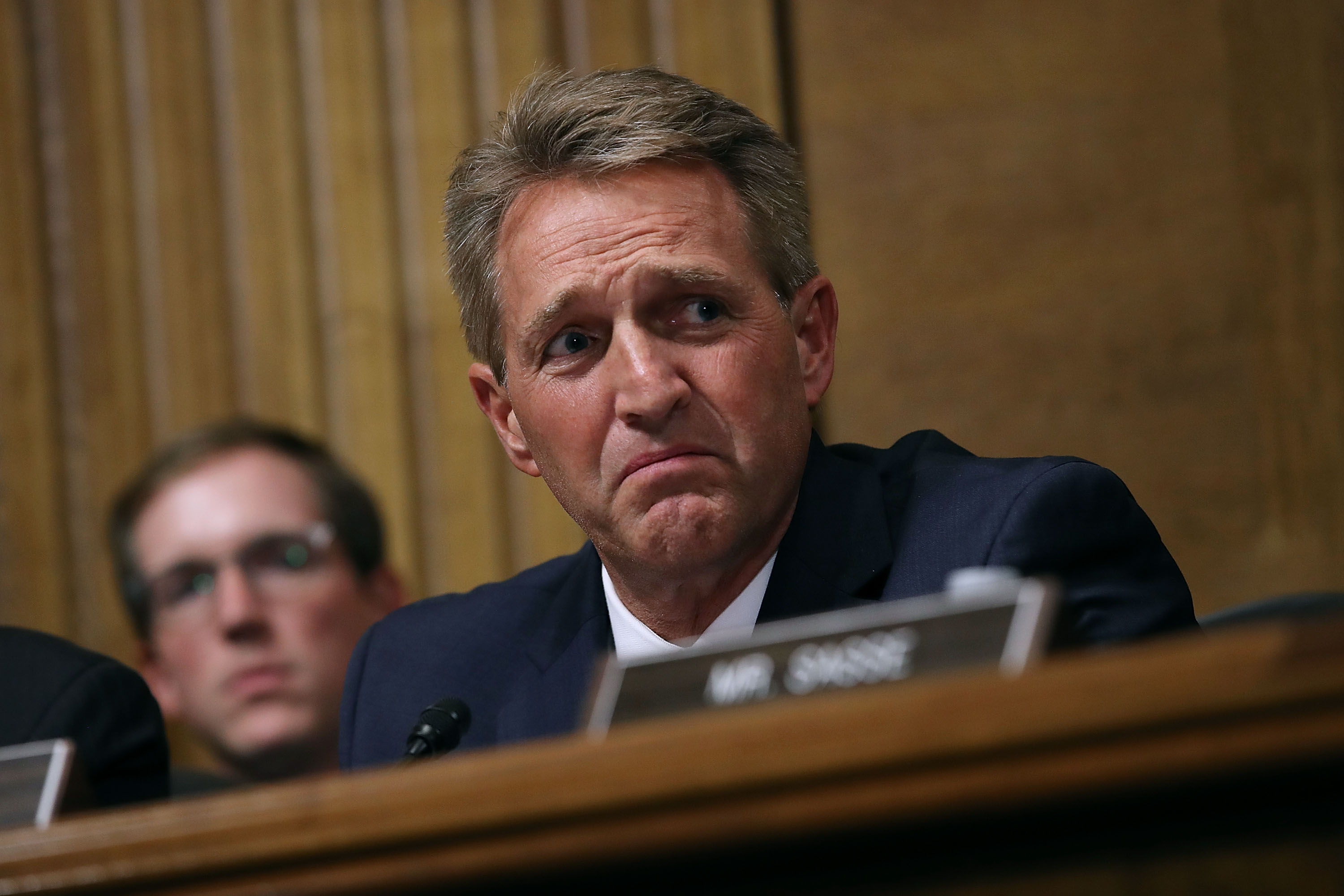 Senate Judiciary Committee member Sen. Jeff Flake, R-AZ, questions Judge Brett Kavanaugh during his Supreme Court confirmation hearing in the Dirksen Senate Office Building on Capitol Hill Sept.27, 2018 in Washington, D.C. (Credit: Win McNamee/Getty Images)