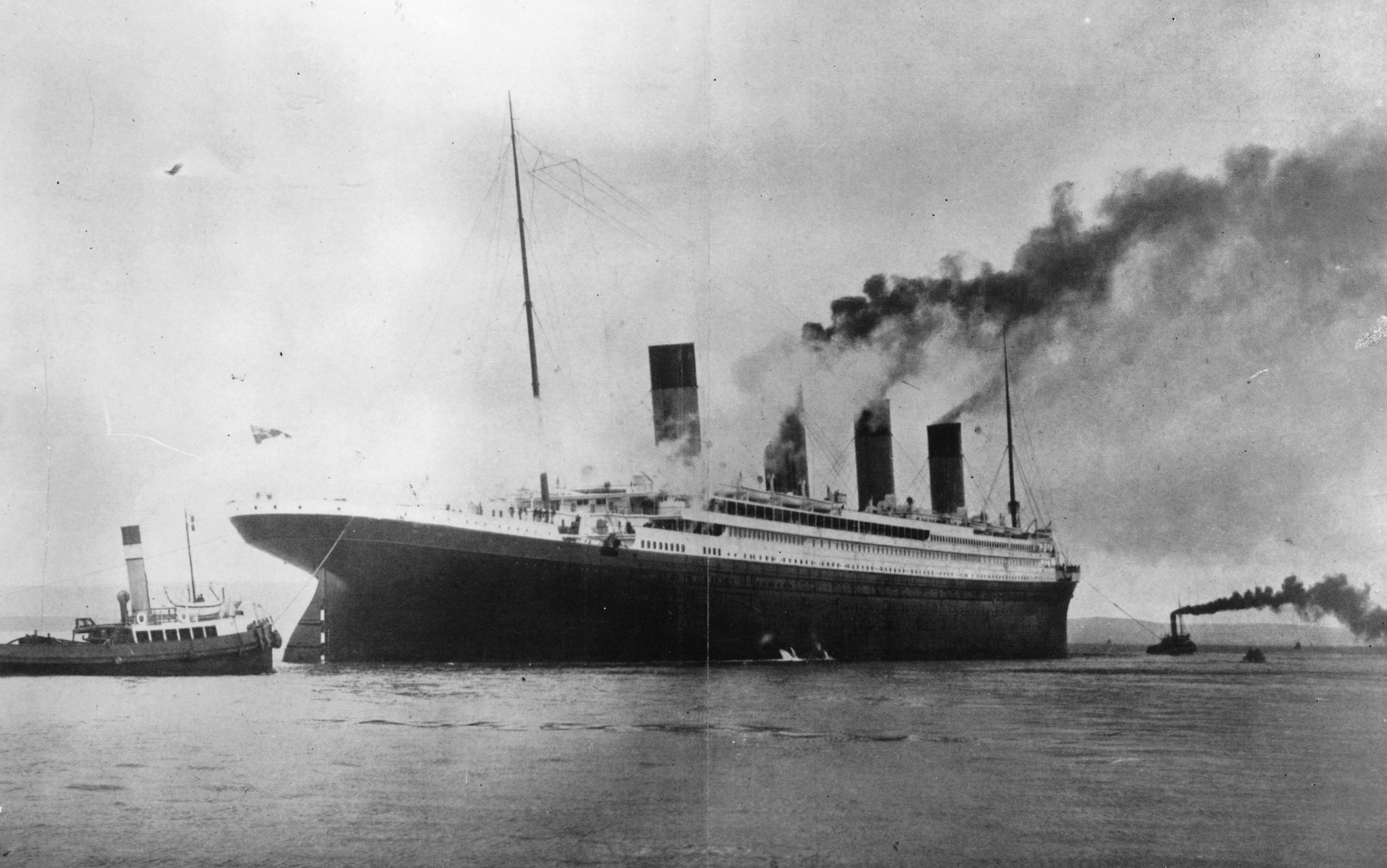 The Titanic is seen in Belfast Lough in 1912. (Credit: Topical Press Agency/Getty Images)