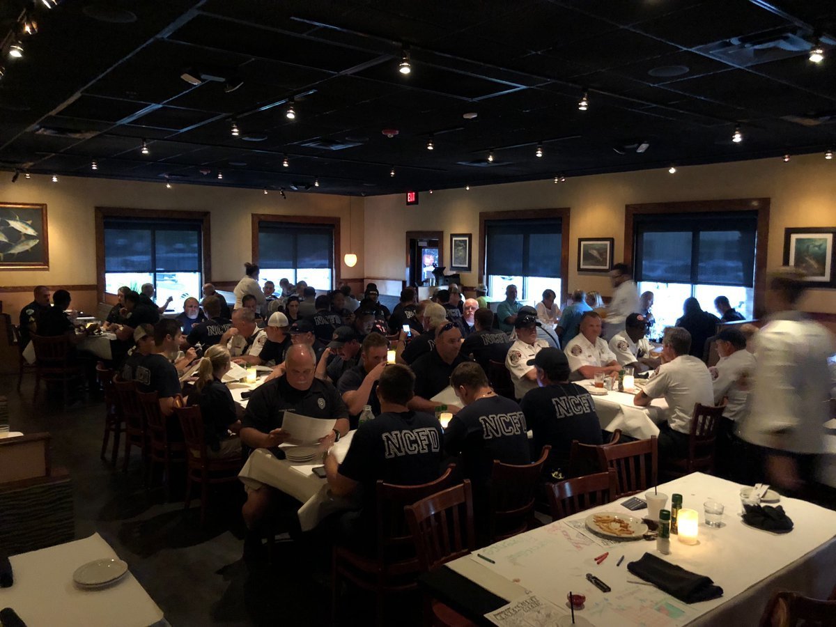 Bonefish Grill in North Charleston fed about 100 different first responders on Sept. 13, 2018. (Credit: @BFGCharleston/Twitter via CNN Wire)