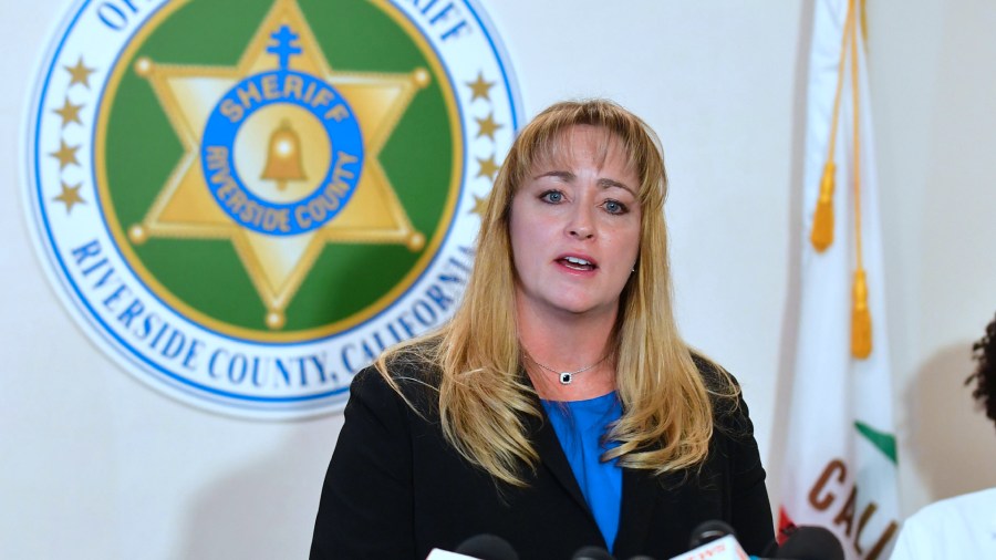 Susan von Zabern is seen during a news conference in Perris on January 16, 2018. (Credit: FREDERIC J. BROWN/AFP/Getty Images)