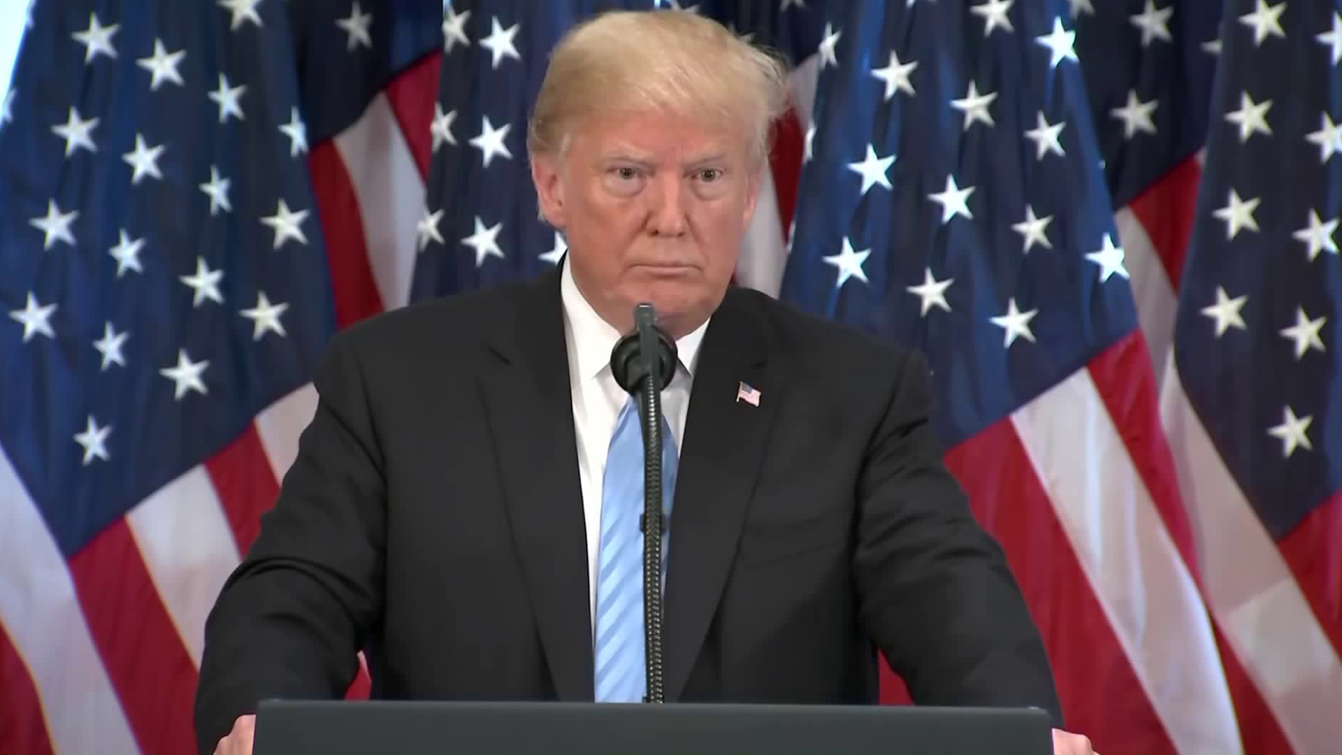 President Trump speaks at a news conference in New York on Sept. 26, 2018. (Credit: CNN)