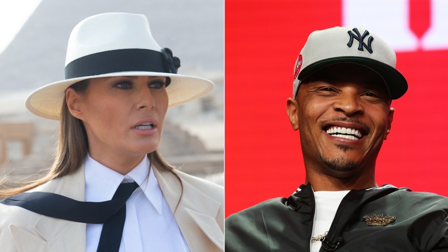 Melania Trump, left, and T.I., right. (Credit: Getty Images)