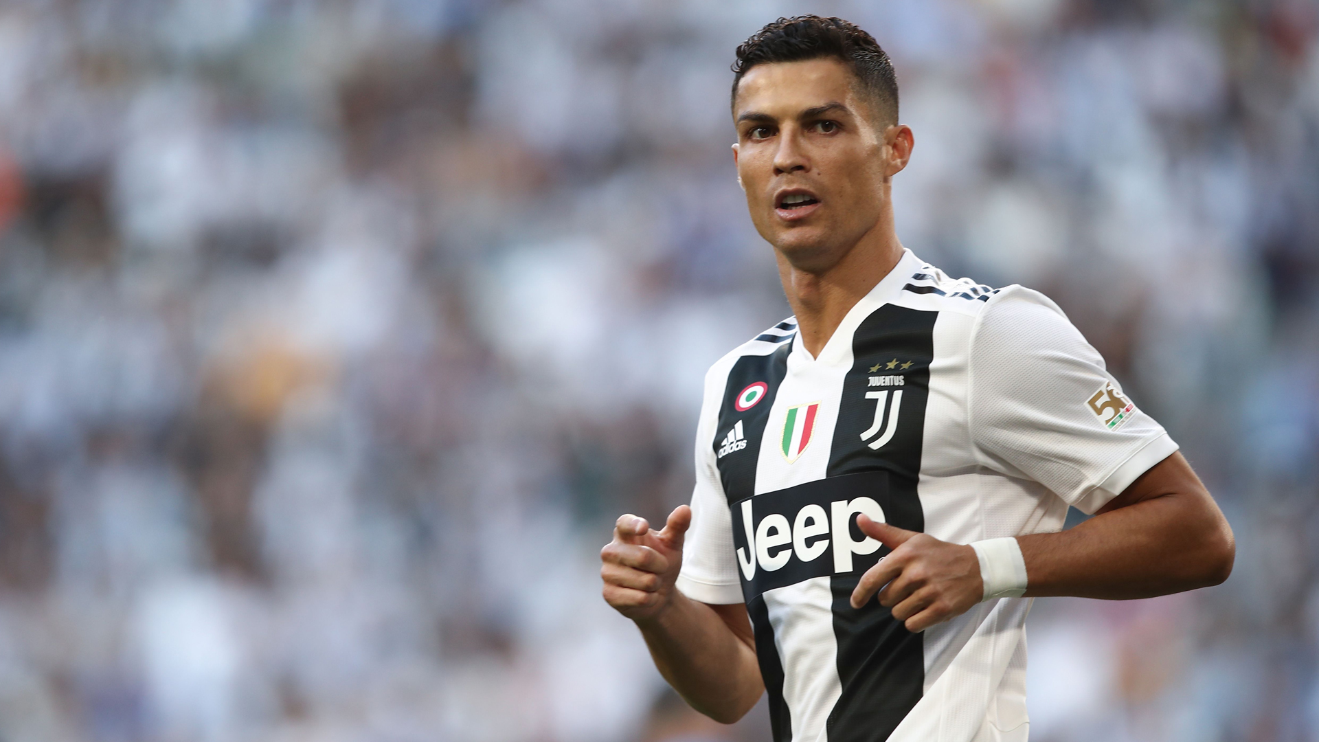 Cristiano Ronaldo looks on during the Italian Serie A football match Juventus vs Napoli on September 29, 2018 at the Juventus stadium in Turin. (Credit: ISABELLA BONOTTO/AFP/Getty Images)