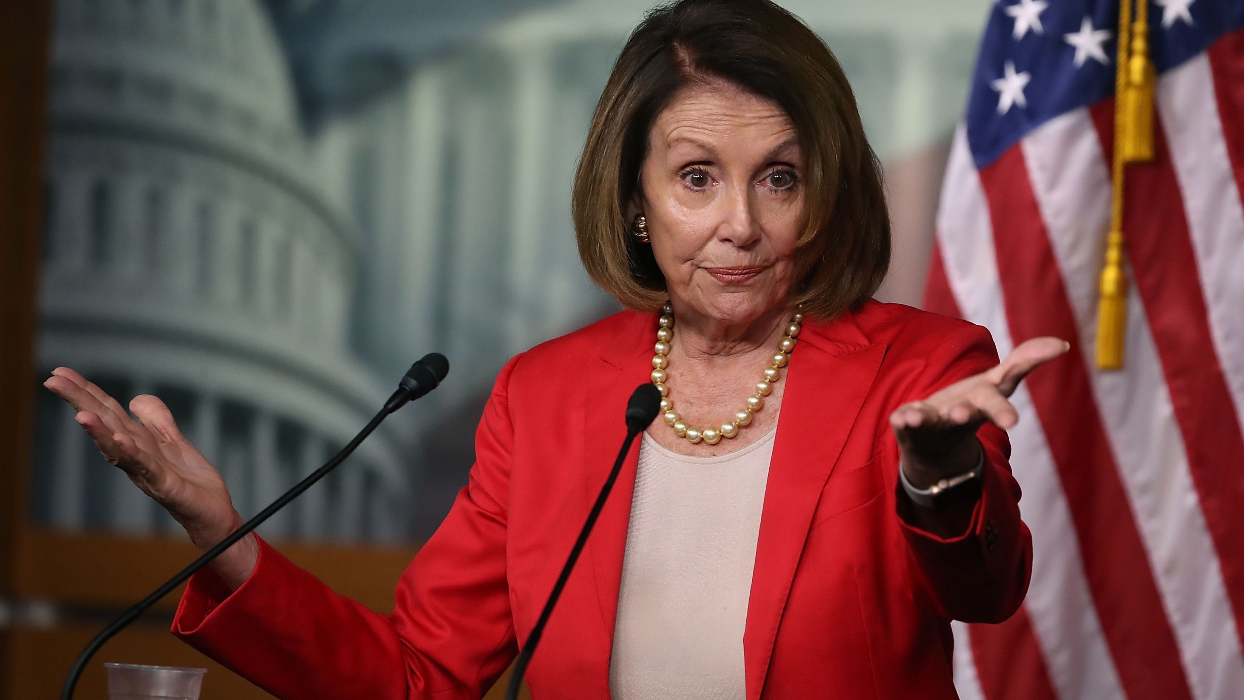 House Minority Leader Nancy Pelosi (D-CA) speaks to the media during her weekly news conference at the U.S. Capitol on September 6, 2018 in Washington, DC. (Credit: Mark Wilson/Getty Images)